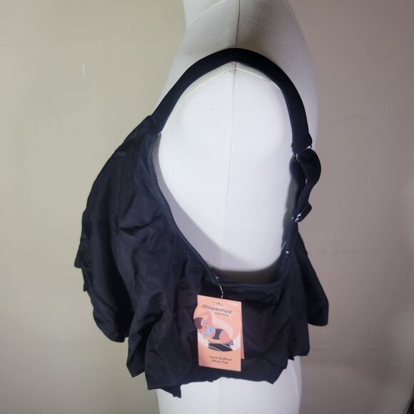 Shapermint Essentials Black Swim Ruffle Bikini Top Swimwear #81007 Size 2XL - Picture 2 of 5